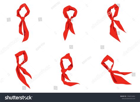 Set Flat Red Scarves Vector Chinese Stock Vector Royalty Free