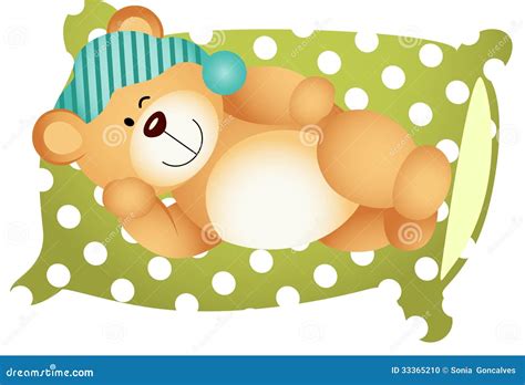 Sleeping On Pillow Cute Teddy Bear Stock Vector Illustration Of