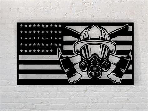 Usa Firefighter Flag Vector Laser Cut Files Svg Dxf Home Wall Etsy
