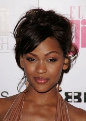 When you're a fashion butterfly like rihanna, you must keep your hairstylist close. Meagan Good formal hair updo - thirstyroots.com: Black Hairstyles