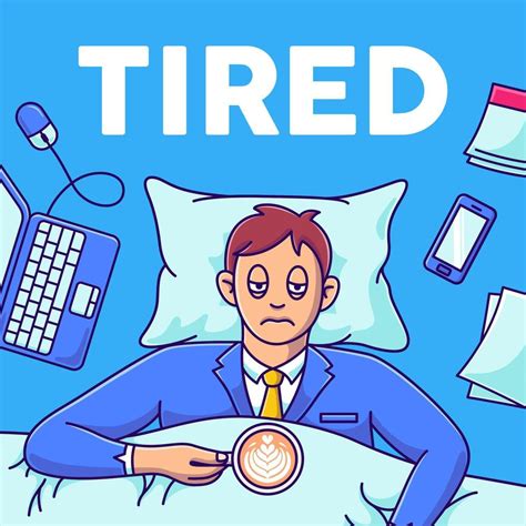Tired Man With His Work Vector Illustration Cartoon Bored Worker On