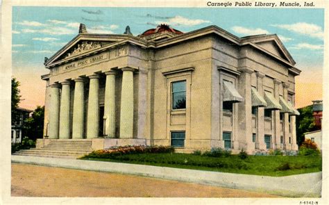 Library Postcards 1948 Carnegie Public Library Muncie Indiana