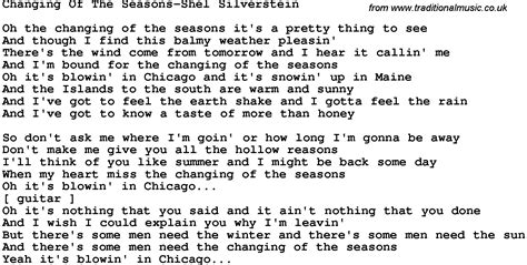 Novelty Song Changing Of The Seasons Shel Silverstein Lyrics