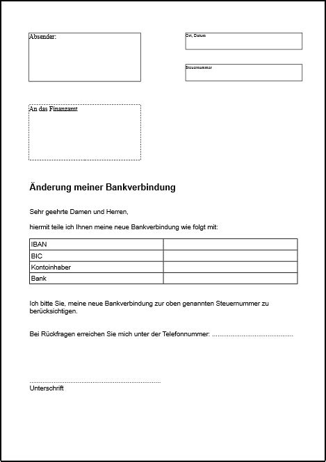 Den ausgefüllten vordruck bitte nicht faxen oder mailen! Änderung der Bankverbindung (Finanzamt) PDF Vordruck