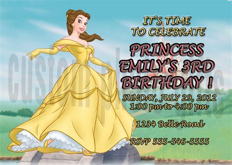 Personalized Disney Princess Belle Birthday Invitation Digital File