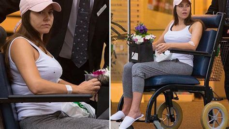 Imogen Thomas Is Pictured In A Wheelchair Leaving Hospital After Breast Reduction Surgery The