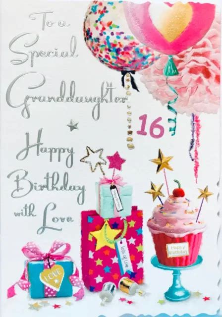 Special Granddaughter Happy 16th Birthday Card Verse Luxury Card Made
