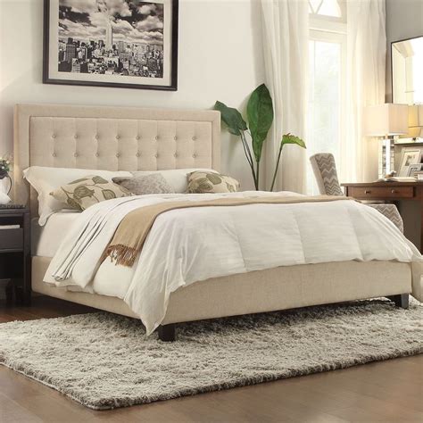 The montana upholstered headboard is a beautiful design with subtle buttoned detail. King size Beige Upholstered Bed with Button Tufted ...