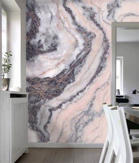 This Chic Pink Grey Marble Wallpaper Will Have You Dreaming Of Far Off