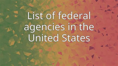 List Of Federal Agencies In The United States Youtube