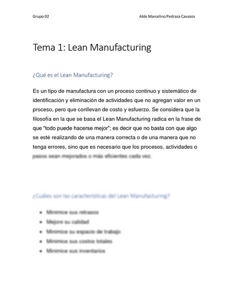 SOLUTION Lean Manufacturing Ingenieria Industrial Studypool
