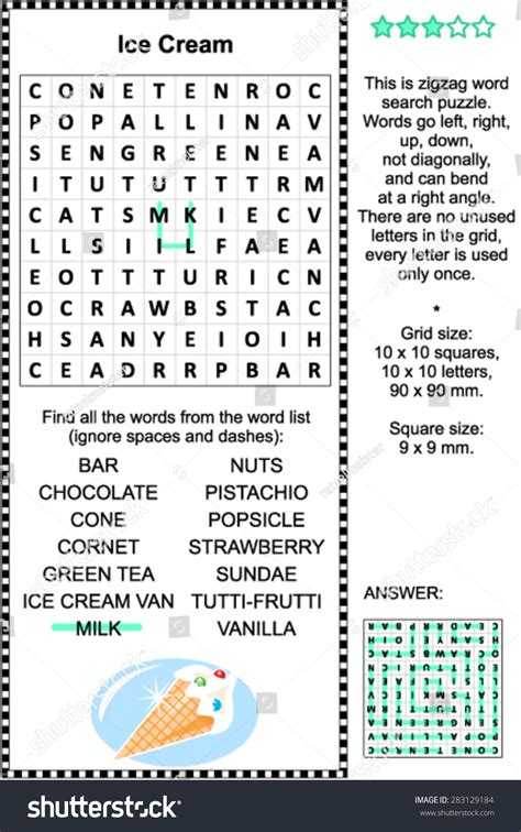 Ice Cream Themed Word Search Puzzle Lager Vektor 283129184