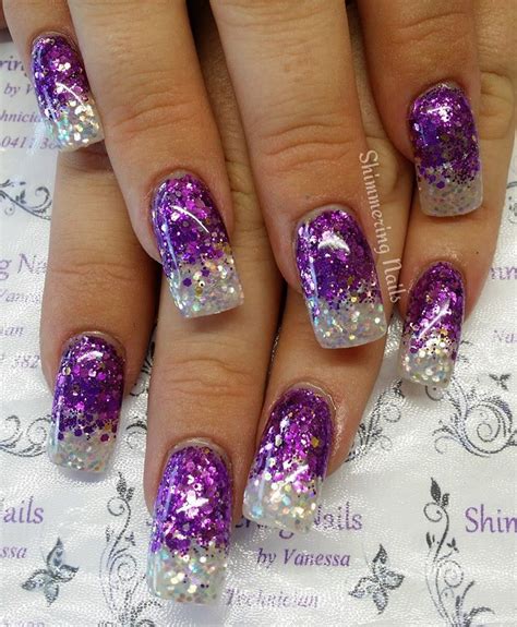 Purple Glitter Nails Purple Nail Art Purple Acrylic Nails Purple