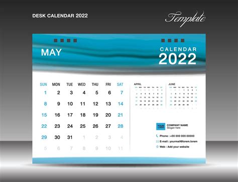 Bureaukalender 2022 Sjabloon Vector Mei 2022 Jaar 7924429 Download