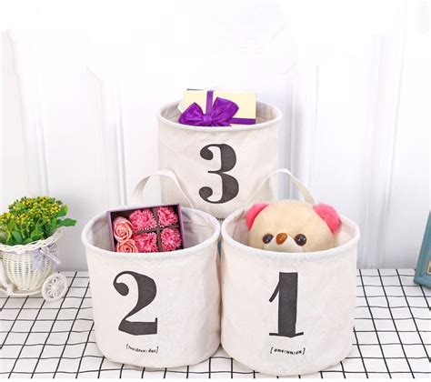 1PC New Multi function Handle Stackable Linen Storage Barrel Letter gambar png