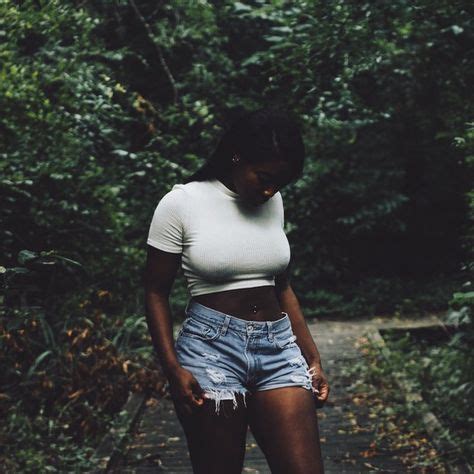 African American Woman Black Woman Crop Top Curvy Denim Shorts