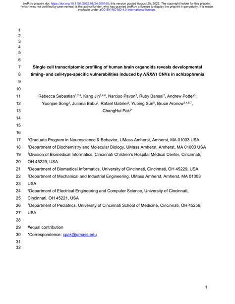 PDF Single Cell Transcriptomic Profiling Of Human Brain Organoids