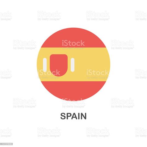 Simple Flag Of Spain Vector Round Flat Icon Stock Illustration