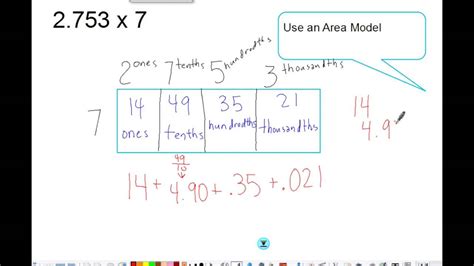 This area model multiplication interactive also includes Multiplying Decimals Using an Area Model - YouTube
