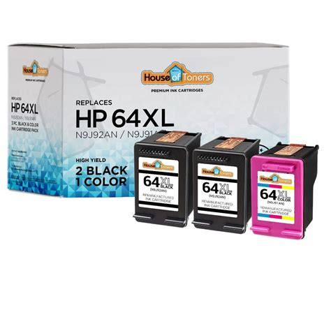 3pk Replacement 64xl N9j92an N9j91an Cartridges For Hp Envy 7830 7855