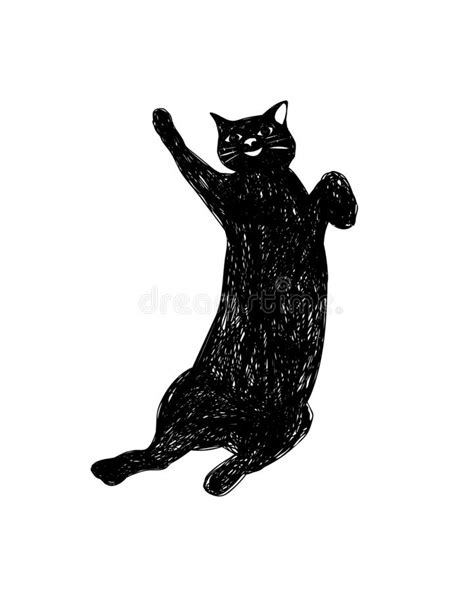 Black Cat On White Doodle Illustration Stock Vector Illustration Of