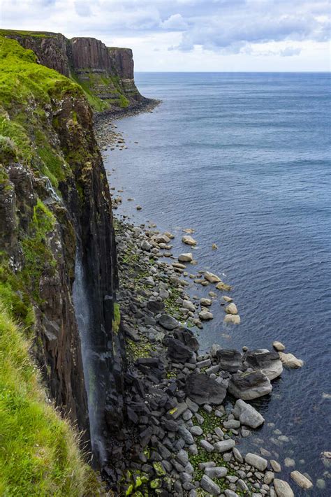 Kilt Rock And Mealt Falls Seside Cliffs In Isle Of Skye Scotland