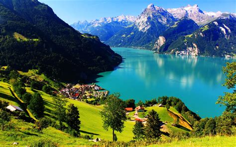 Download Wallpapers Switzerland 4k Swiss Alps Mountain Lake Summer