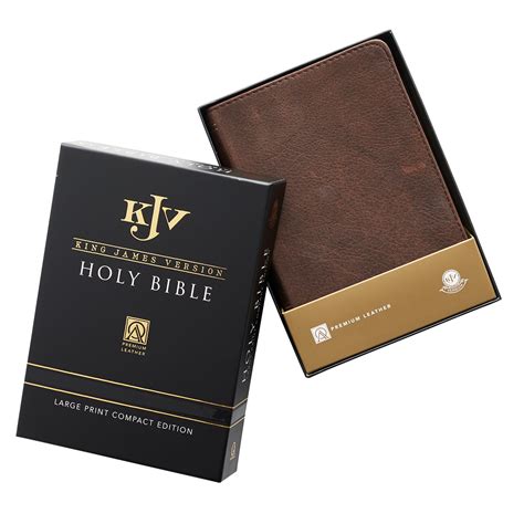Dark Brown Premium Leather Large Print Compact King James Version Bible