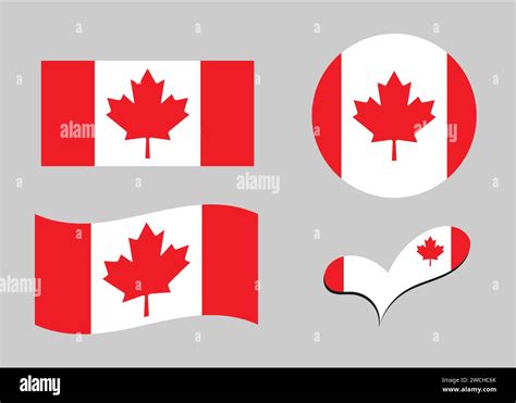 Flag Of Canada Canada Flag In Heart Shape Canada Flag In Circle Shape Country Flag Variations