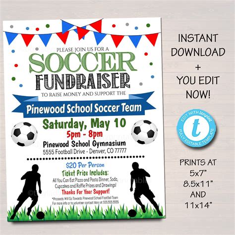 Editable Soccer Fundraiser Flyer Printable Pta Pto Flyer Etsy
