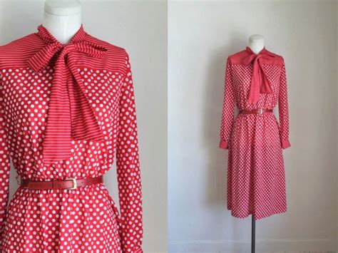 Vintage 1970s Polka Dot Dress Be Mine Red And White Doted And Etsy