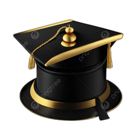قبعة التخرج واقعية 3d الأسود والذهبي قبعة التخرج قبعة الغطاء