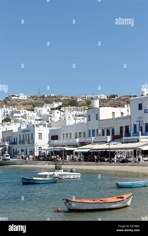 Mykonos Cyclades Grecce View Of Colourful Boats In The Picturesque
