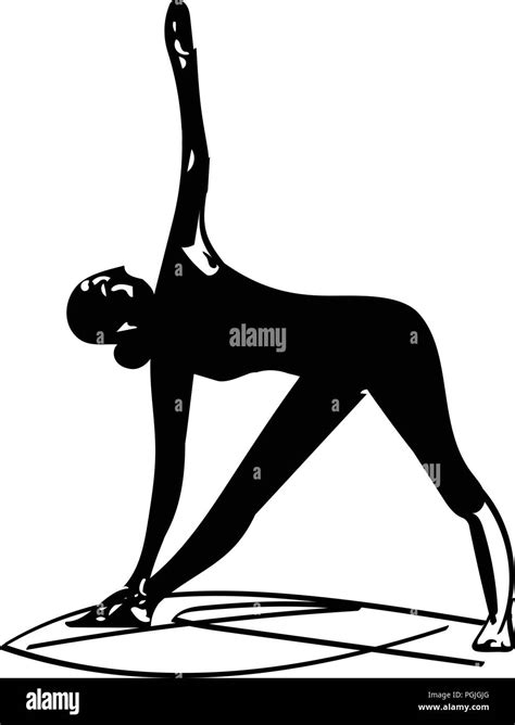 Woman Doing Yoga Abstract Lines Drawing Vector Illustration Stock
