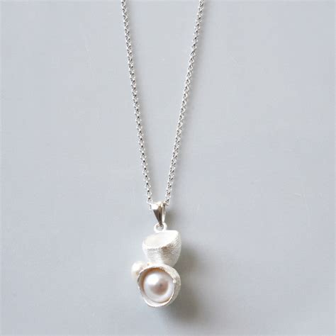 Silver Pearl Cup Necklace Martha Jackson Jewellery
