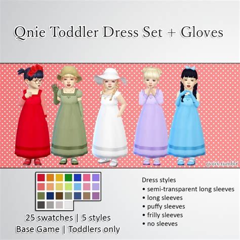 Qnie Toddler Dress Set And Gloves At Qvoix Escaping Reality Sims 4
