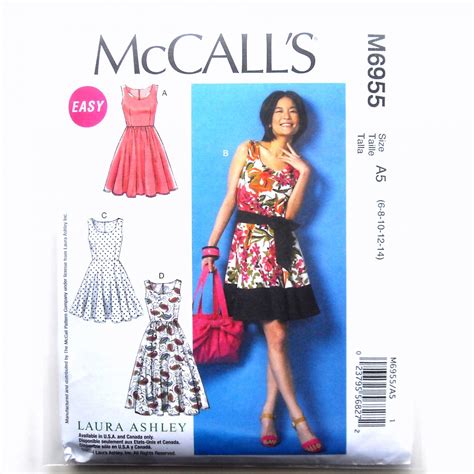 Misses Flared Summer Dresses Belt 6 8 10 12 14 Laura Ashley Mccalls