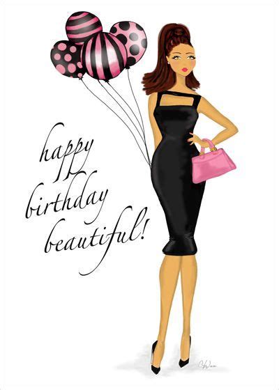Birthday Balloons Card A Fabulous Fashion Art Illustration Card For A