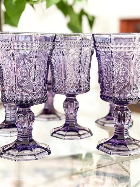 Drink And Barware Vintage Purple Wine Glasses Amethyst Glassware Depression Glass Home And Living