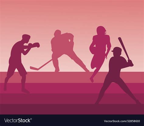 Group Athletic People Practicing Sports Royalty Free Vector