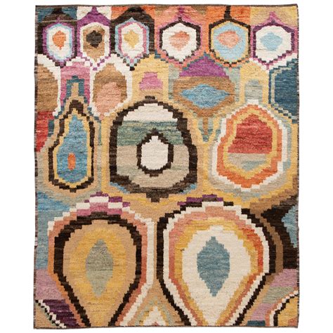 Colorful Modern Moroccan Style Handmade Wool Rug For Sale At 1stdibs