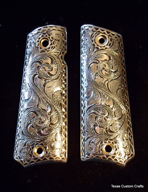 1911 Pistol Grips With Full Hand Engraved By Texascustomcrafts