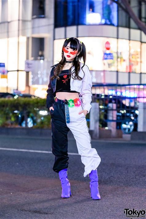 Japanese Idol In Two Tone Fashion Flames Sunglasses Tube Top Wego