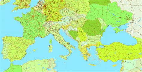 Europe Full Detailed Pdf Map Printable Vector Map Adobe Pdf Editable