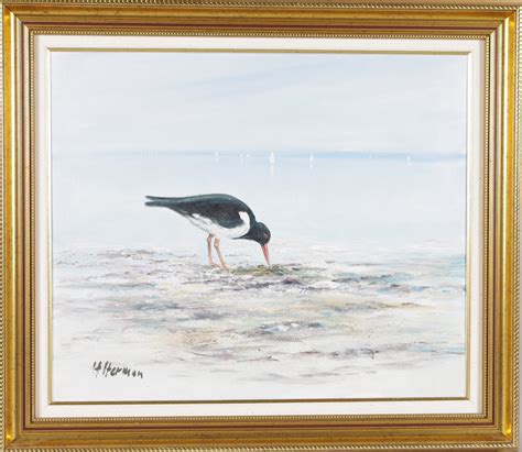Images For 153463 H Herman Coastline With Bird Oil On Canvas