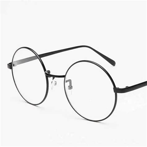 unisex retro round circle metal frame eyeglasses original clear lens eye glasses 2 styles for