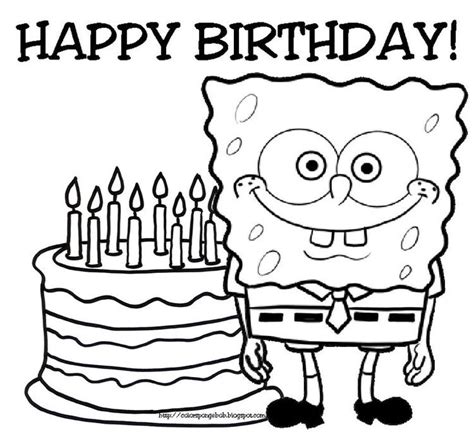 Opens in a new window; Spongebob Squarepants Coloring Pages Birthday | Happy ...