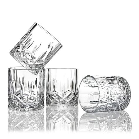 China Lead Free Crystal Whiskey Glasses 11 Oz Unique Bourbon Glass Double Old Fashioned Glasses
