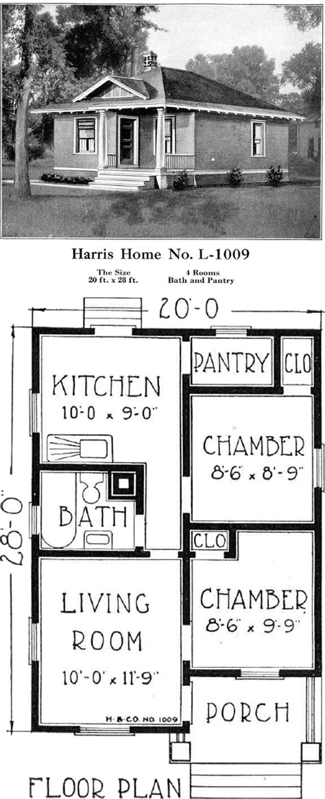 Historic Plans Neat Trim Bungalow Harris Home No L 1009 20 X 28