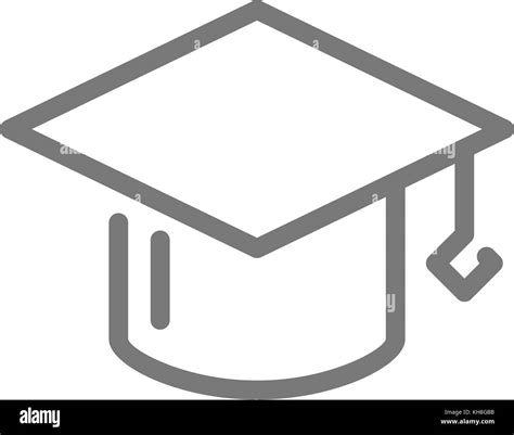 Simple Graduation Cap Line Icon Symbol And Sign Vector Illustration